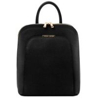 Tuscany Leather TL Bags Black Saffiano Leather Backpack For Women