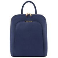 Tuscany Leather TL Bags Dark Blue Saffiano Leather Backpack For Women