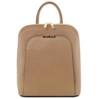 Tuscany Leather TL Bags Caramel Saffiano Leather Backpack For Women
