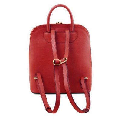 Tuscany Leather TL Bag Saffiano Leather Backpack For Women Red #4