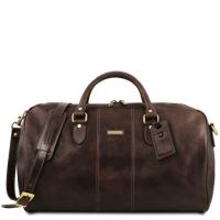 Tuscany Leather Travel Duffle Bag - Large Size Dark Brown
