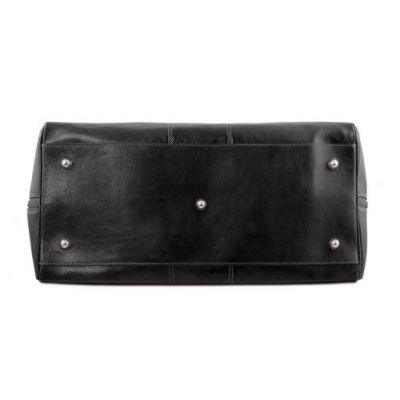 Tuscany Leather Lisbona Travel Leather Duffle Bag Small Size Black #4