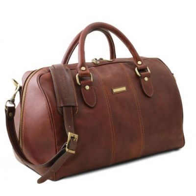 Tuscany Leather Lisbona Travel Leather Duffle Bag Small Size Brown #2