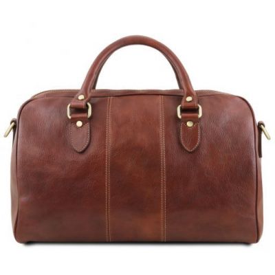 Tuscany Leather Lisbona Travel Leather Duffle Bag Small Size Brown #3