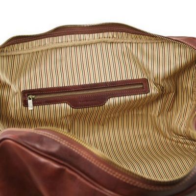 Tuscany Leather Lisbona Travel Leather Duffle Bag Small Size Brown #8