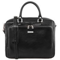 Tuscany Leather Pisa Black Leather Laptop Briefcase
