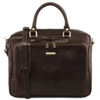 Tuscany Leather Pisa Dark Brown Leather Laptop Briefcase