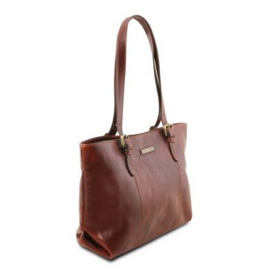 Tuscany Leather Annalisa Shopping Bag With Two Handles Brown #2