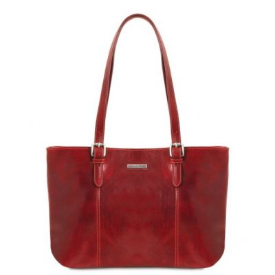 Tuscany Leather Annalisa Shopping Bag With Two Handles Red #1