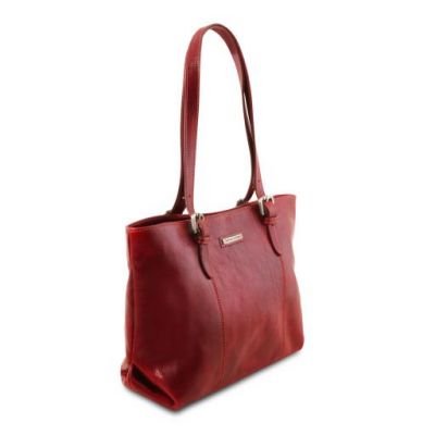 Tuscany Leather Annalisa Shopping Bag With Two Handles Red #2