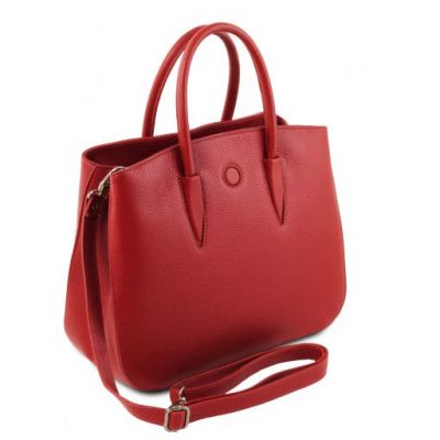 Tuscany Leather Camelia Leather Handbag Lipstick Red #2