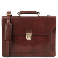 Tuscany Leather Cremona Briefcase 3 Compartments Brown
