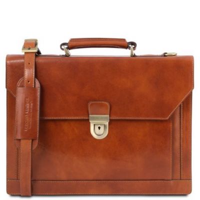 Tuscany Leather Cremona Briefcase 3 Compartments Honey