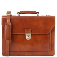 Tuscany Leather Cremona Briefcase 3 Compartments Honey