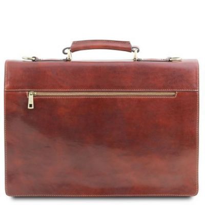 Tuscany Leather Assisi Brown Leather Briefcase 3 Compartments #7