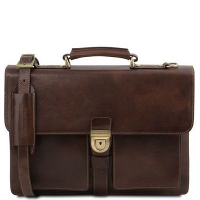 Tuscany Leather Assisi Brown Leather Briefcase 3 Compartments #2
