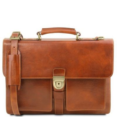 Tuscany Leather Assisi Honey Leather Briefcase 3 Compartments #1