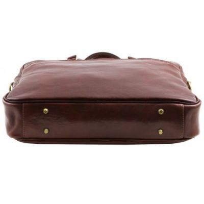 Tuscany Leather Urbino Leather Laptop Briefcase 2 Compartments With Front Pocket Dark Brown #5