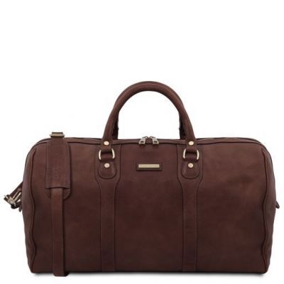 Tuscany Leather Oslo Travel Leather Duffle Bag Weekender Bag  Dark Brown
