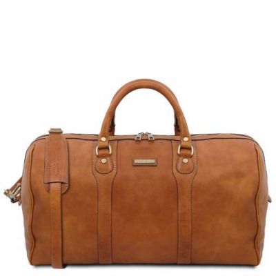 Tuscany Leather Oslo Travel Leather Duffle Bag Weekender Bag  Natural