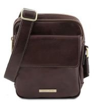 Tuscany Leather Larry Leather Crossbody Bag Dark Brown