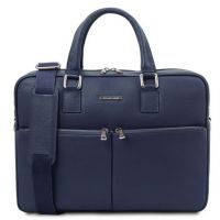 Tuscany Leather Treviso Leather Laptop Briefcase Dark Blue