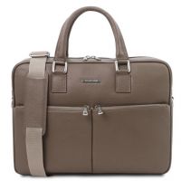 Tuscany Leather Treviso Leather Laptop Briefcase Dark Taupe