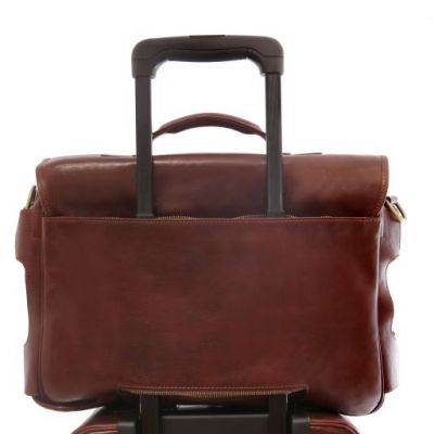 Tuscany Leather Ventimiglia Leather Multi Compartment Tl Smart Briefcase With Front Pockets Honey #6