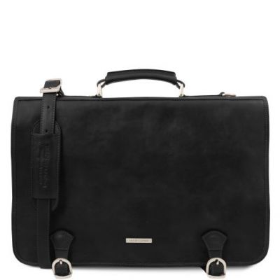 Tuscany Leather Ancona Leather Messenger Bag Black #1