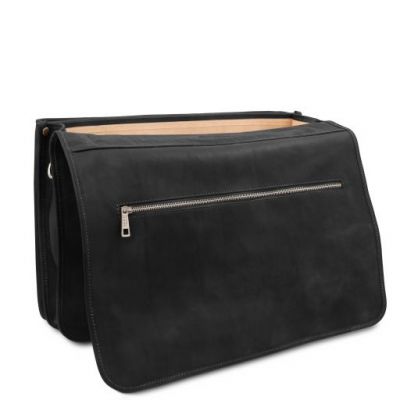 Tuscany Leather Ancona Leather Messenger Bag Black #5