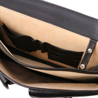 Tuscany Leather Ancona Leather Messenger Bag Black #7