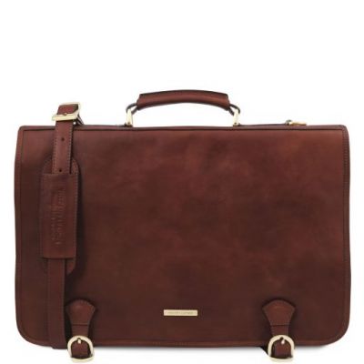 Tuscany Leather Ancona Leather Messenger Bag Brown