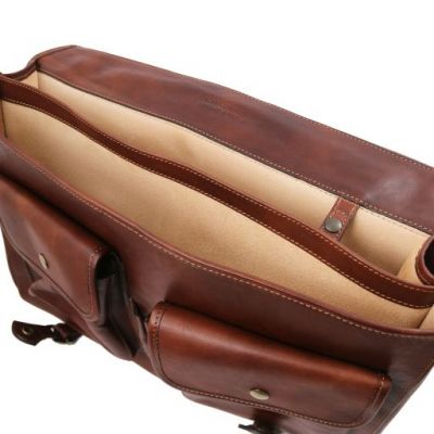 Tuscany Leather Ancona Leather Messenger Bag Brown #6