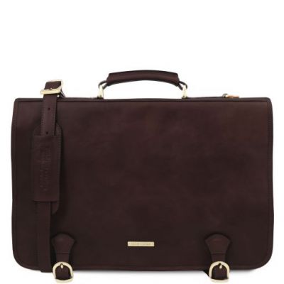 Tuscany Leather Ancona Leather Messenger Bag Dark Brown #1