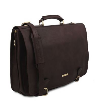 Tuscany Leather Ancona Leather Messenger Bag Dark Brown #2
