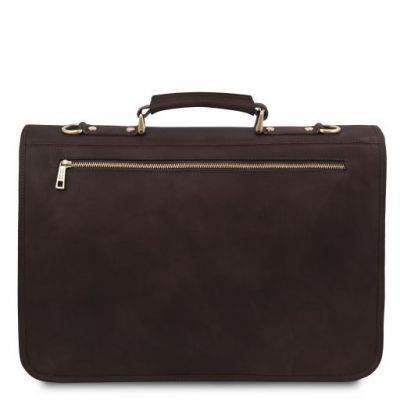 Tuscany Leather Ancona Leather Messenger Bag Dark Brown #3