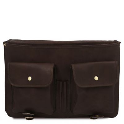 Tuscany Leather Ancona Leather Messenger Bag Dark Brown #4