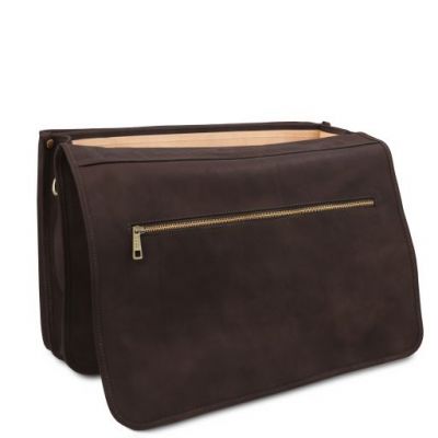Tuscany Leather Ancona Leather Messenger Bag Dark Brown #5