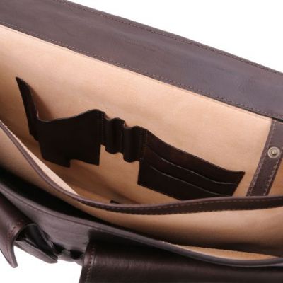 Tuscany Leather Ancona Leather Messenger Bag Dark Brown #6