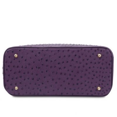 Tuscany Leather Handbag In Ostrich-Print Purple #4