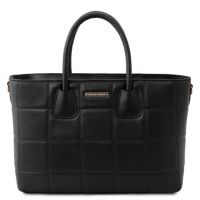 Tuscany Leather Soft Quilted Leather Handbag Black