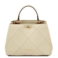 Tuscany Leather Bag Soft Quilted Leather Handbag Beige