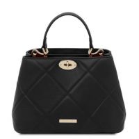 Tuscany Leather Bag Soft Quilted Leather Handbag Black