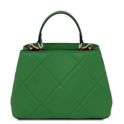 Tuscany Leather Bag Soft Quilted Leather Handbag Green #3