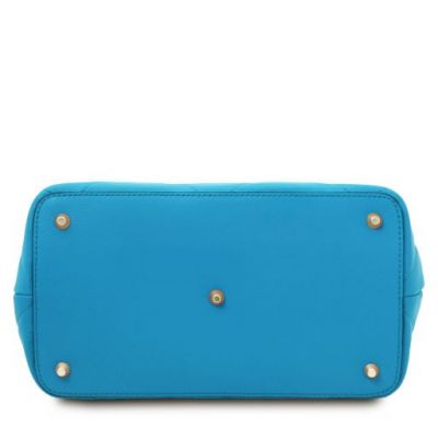 Tuscany Leather Bag Soft Quilted Leather Handbag Light Blue #4