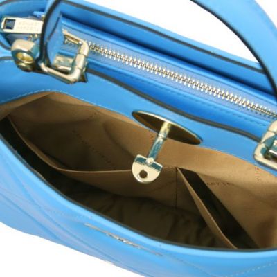 Tuscany Leather Bag Soft Quilted Leather Handbag Light Blue #5