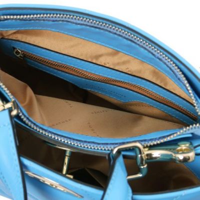 Tuscany Leather Bag Soft Quilted Leather Handbag Light Blue #6