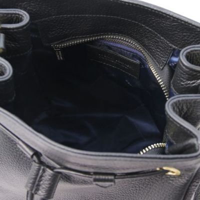 Tuscany Leather Soft Leather Bucket Bag Black #5
