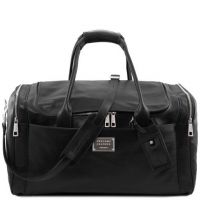 Tuscany Leather Voyager Travel Leather Bag With Side Pockets Large Size Black