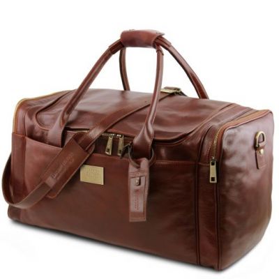Tuscany Leather Voyager Travel Leather Bag With Side Pockets Large Size Honey #3
